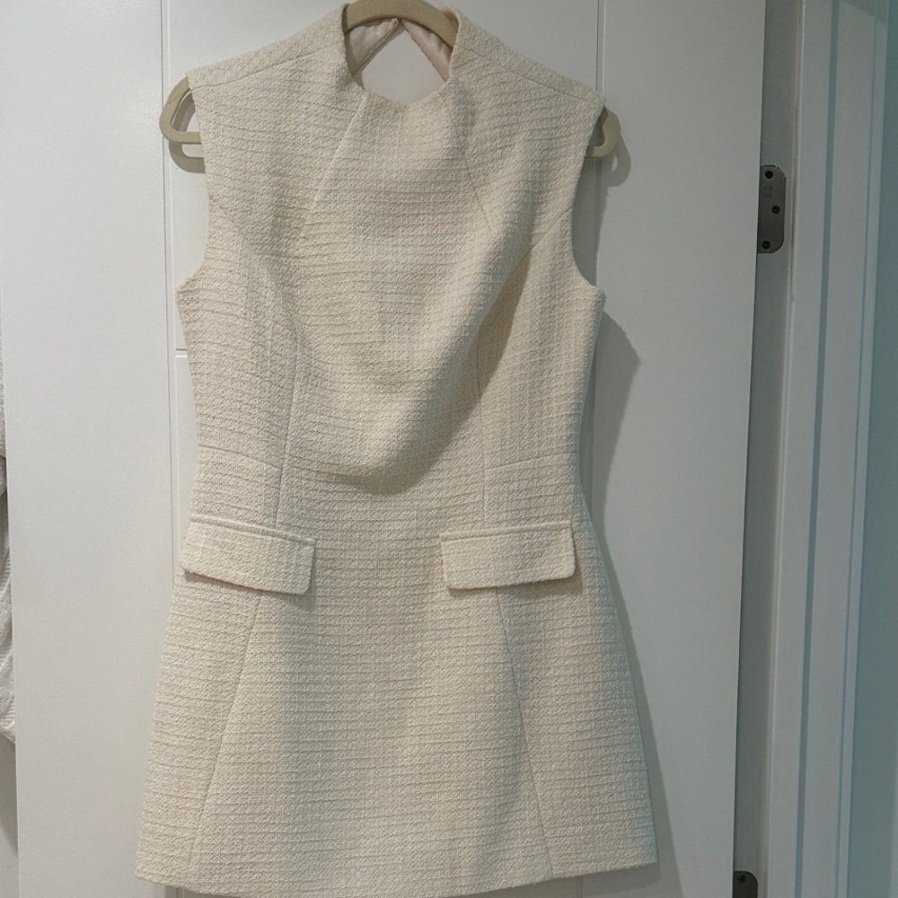 Zara like Elegant Cream Sleeveless Dress